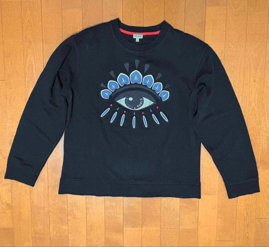 KENZO トレーナー　スウェット　黒　ケンゾー　XL 目　目玉　eye 刺繍
