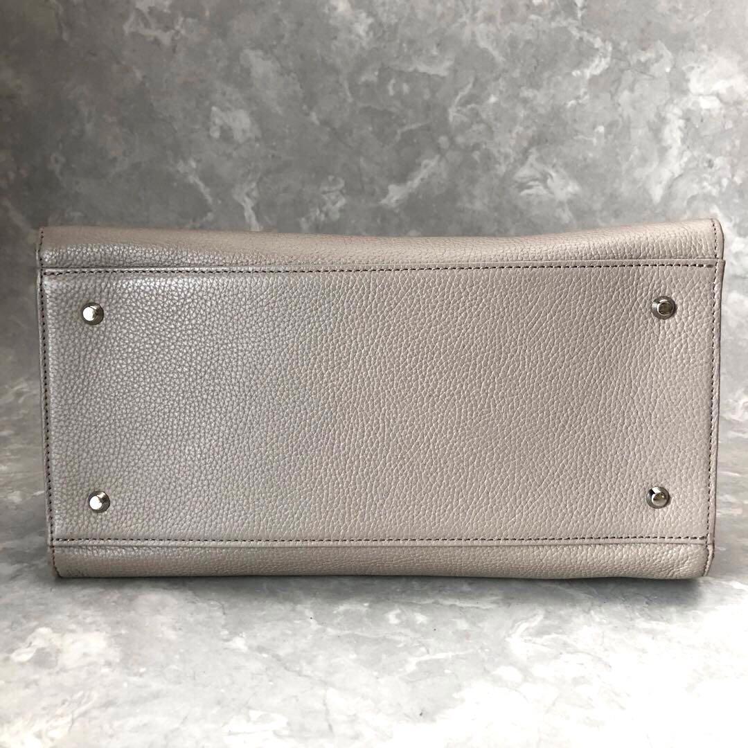 ★極美品★傳濱野 ハンドバッグ 2WAY レザー グレージュ レティア シボ