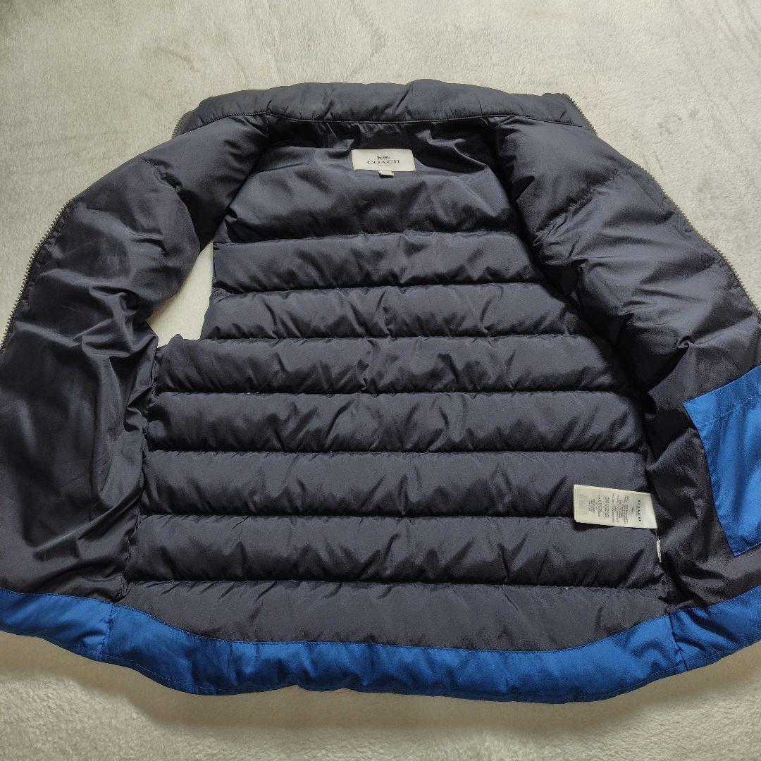 美品　コーチ　ダウンベスト　バイカラー　切り替え　ラムレザー　F86510