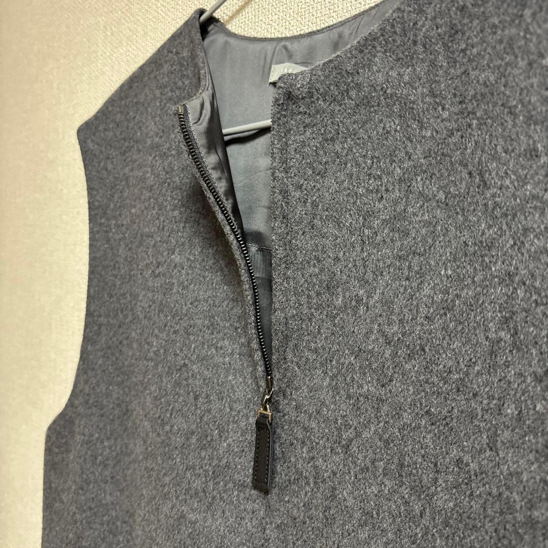 セオリーリュクス　美品　ノースリーブロングワンピース グレー　ウール　38号