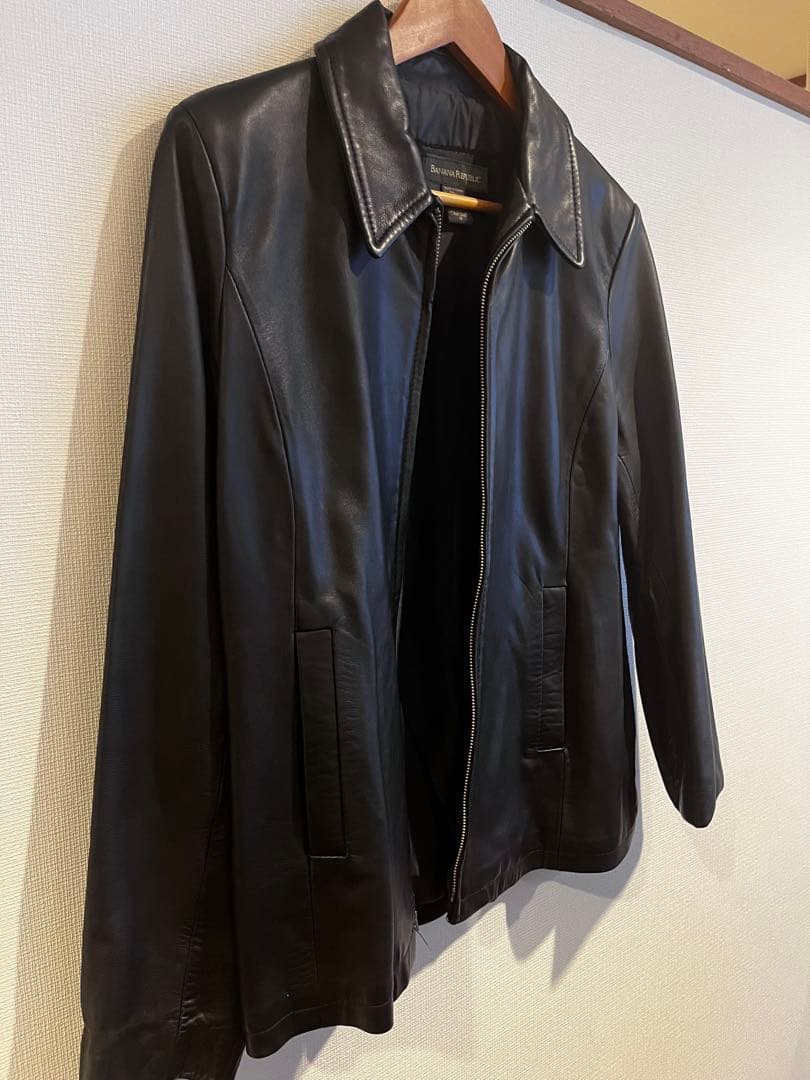 【美品】BANANA REPUBLIC ブラック レザージャケット レディースM
