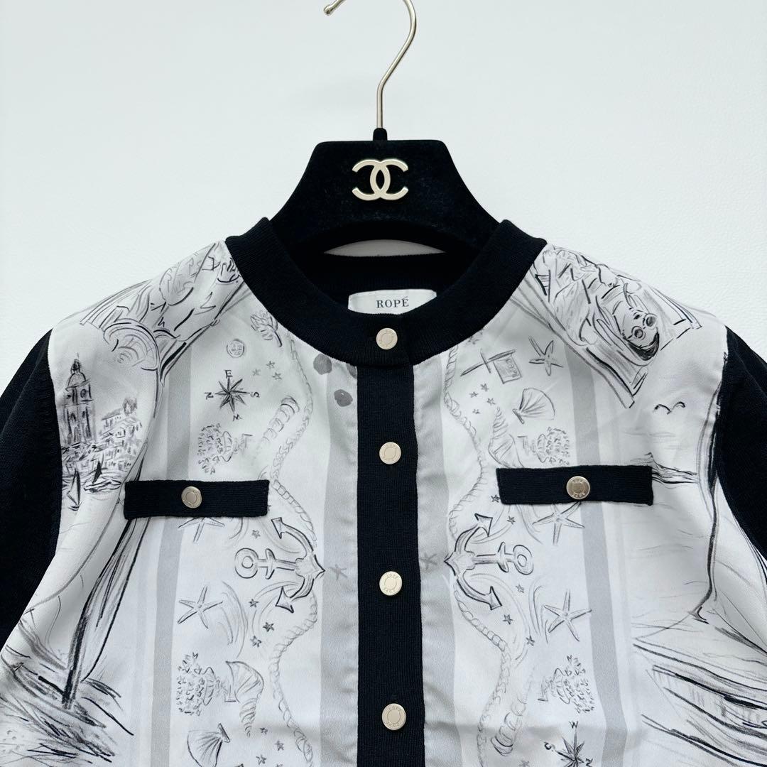 美品✧ロペ YUKO SAEKI 2025スカーフ柄プリントカーディガンブラウス