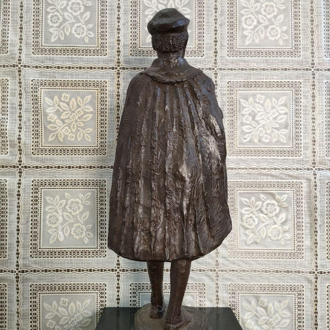 島村俊和作 ブロンズ製ヨハネス・グーテンベルク像 1987年制作 高36.5cm