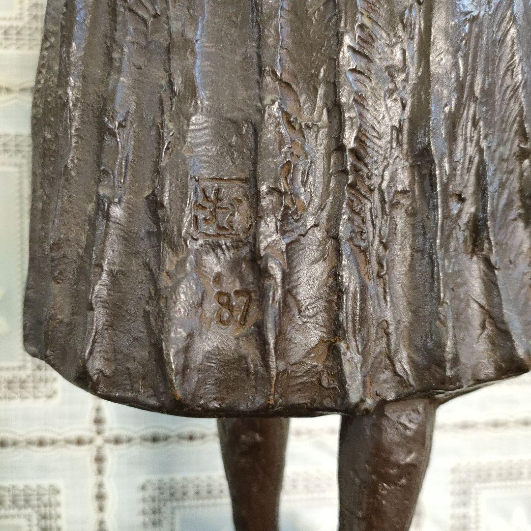 島村俊和作 ブロンズ製ヨハネス・グーテンベルク像 1987年制作 高36.5cm