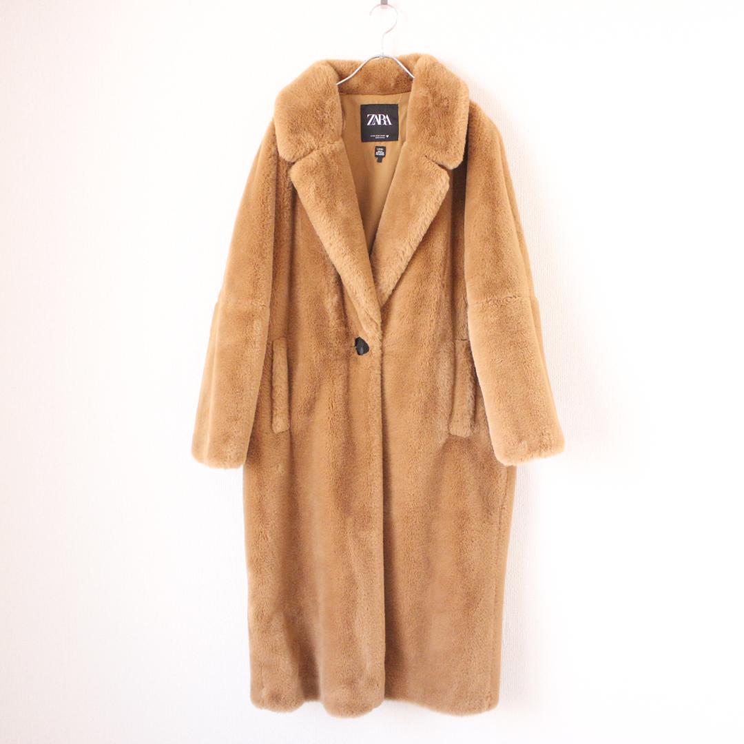 ZARA ロングファーコート テディベア Mサイズ ブラウン マキシ丈