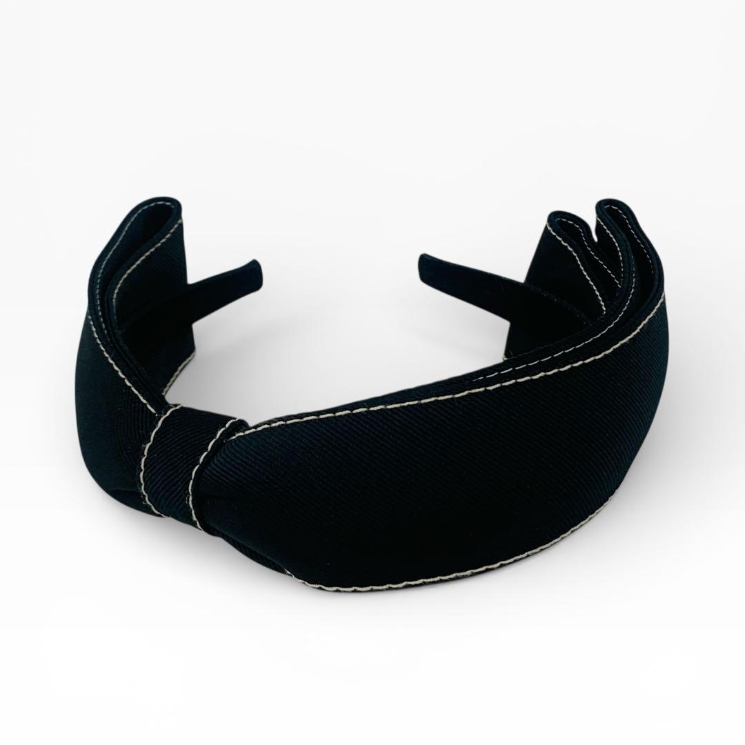 美品　Alexandredeparis ヘアカチューシャ リボン ステッチ　黒