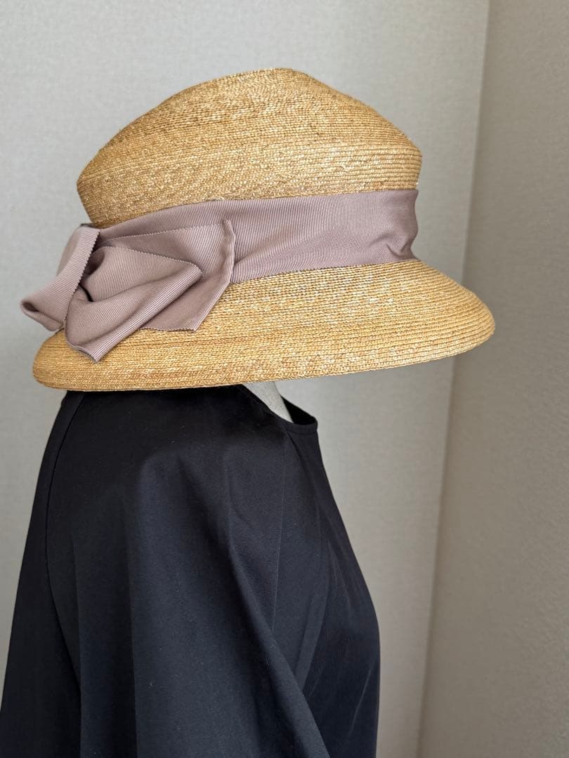 旅行に！COTTAGEの帽子　 麦わら帽子 べージュリボン付き