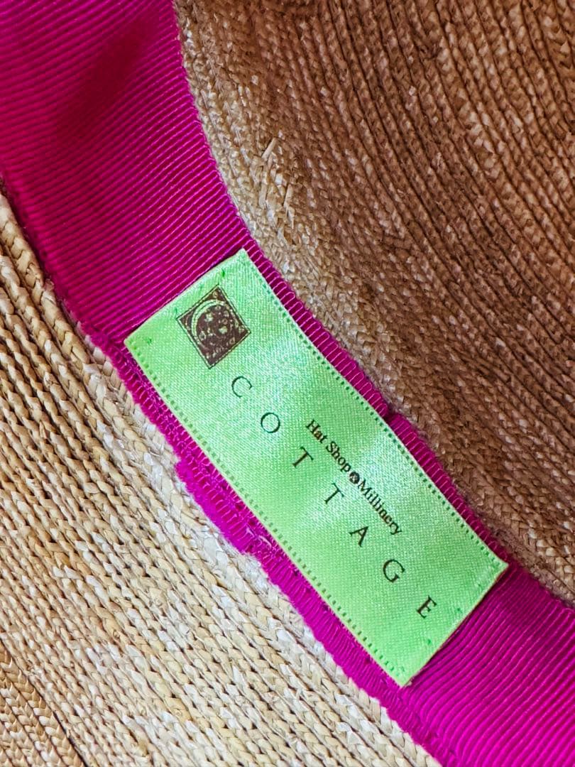 旅行に！COTTAGEの帽子　 麦わら帽子 べージュリボン付き