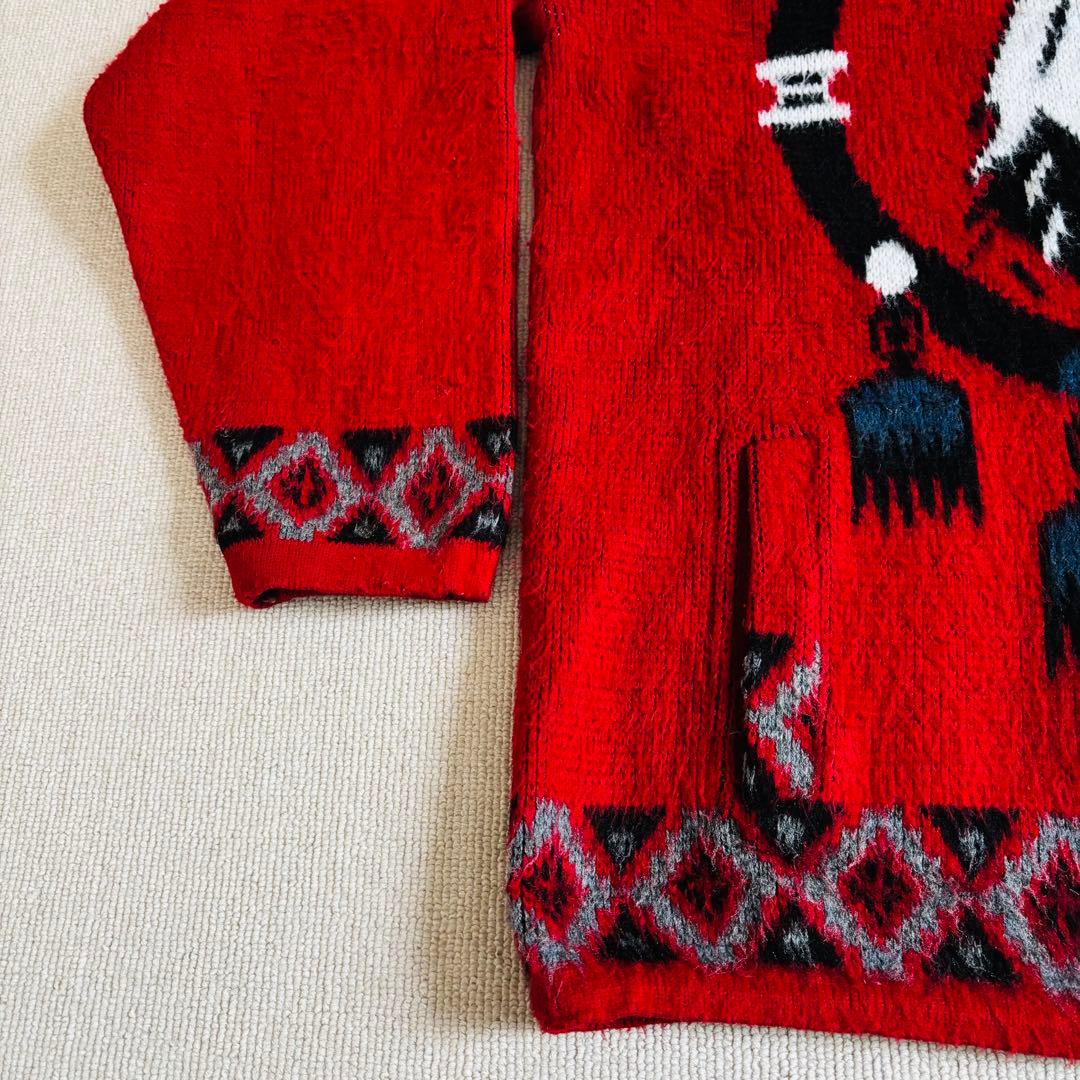 90s ヴィンテージ　エクアドルニット　ジップパーカー　総柄　イーグル　希少　L