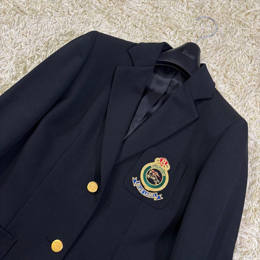 美品　バーバリーズ　ブルーレーベル　ノバチェック　ロゴ刺繍　金ボタン　ブレザー