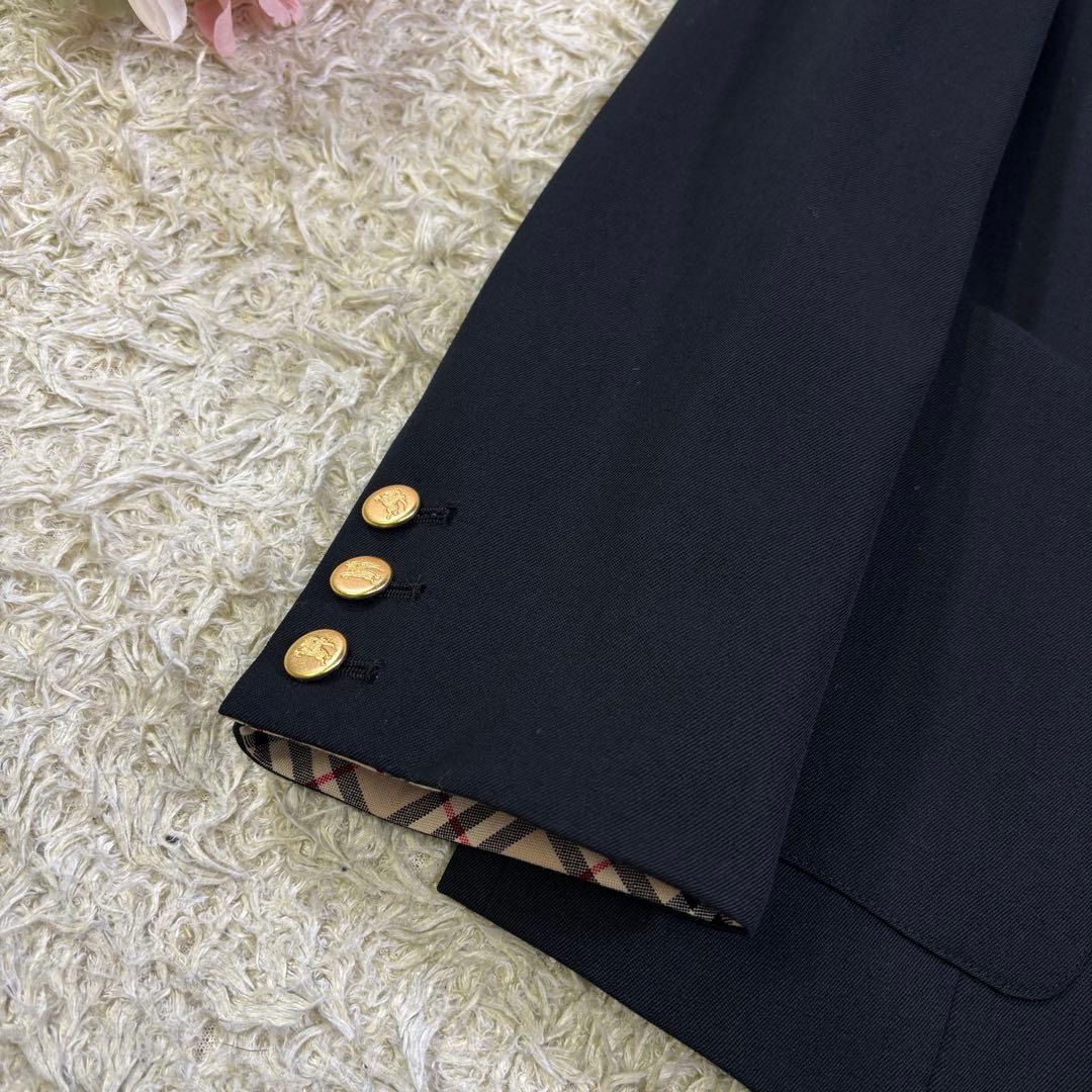 美品　バーバリーズ　ブルーレーベル　ノバチェック　ロゴ刺繍　金ボタン　ブレザー