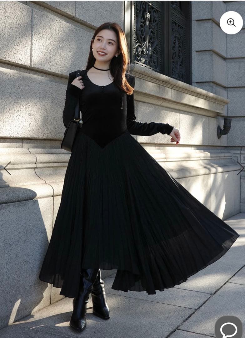 anuans ベロアシフォンドッキングワンピース