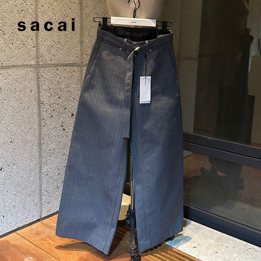【新品】sacai グレストライプトラウザー ボトムス