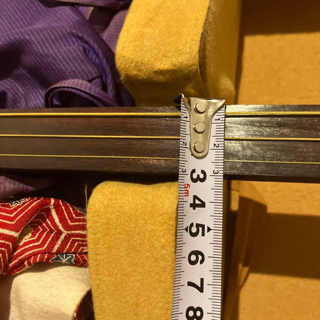 【太棹】三味線 溝 紅木　五厘太　綾杉胴　全長約95cm ハードケース付き