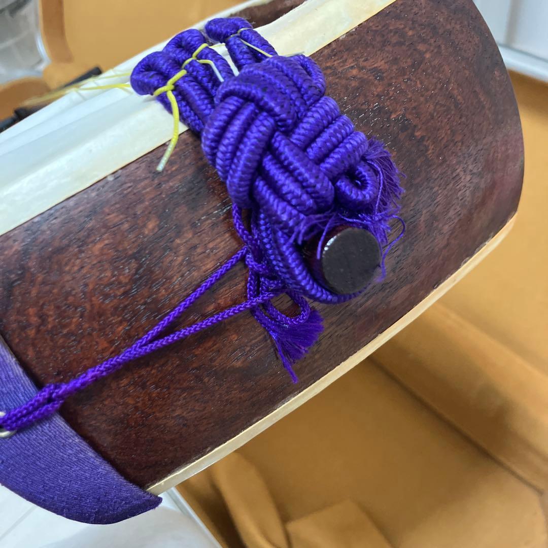 【太棹】三味線 溝 紅木　五厘太　綾杉胴　全長約95cm ハードケース付き