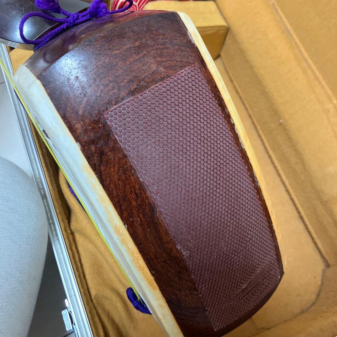 【太棹】三味線 溝 紅木　五厘太　綾杉胴　全長約95cm ハードケース付き