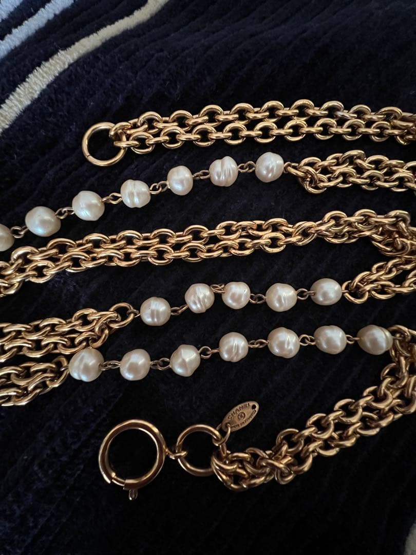 CHANEL シャネル Wサークル パール ロングネックレス ベルト