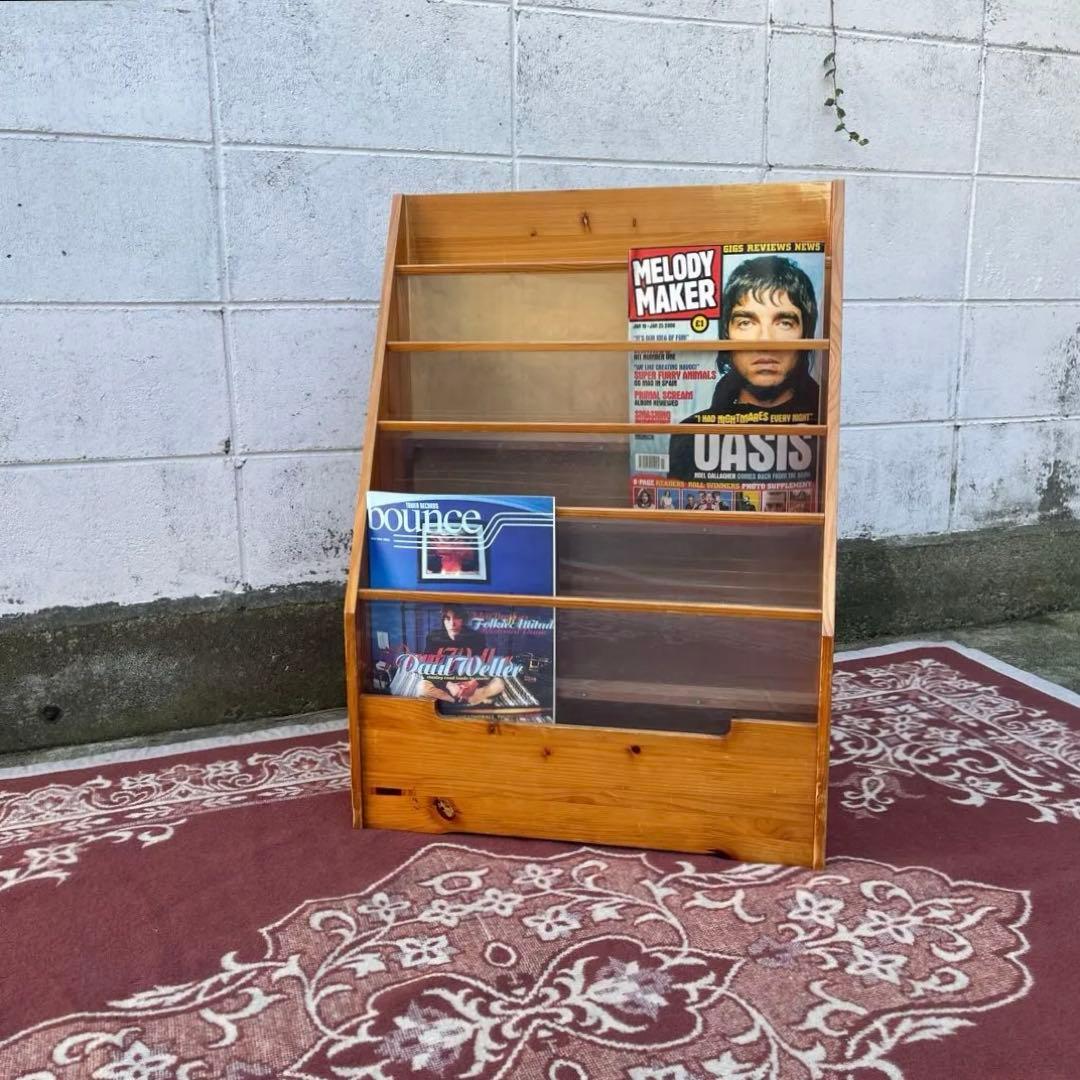 古家具ビンテージ品◾️木製マガジンラック 本立て 絵本立て シェルフ