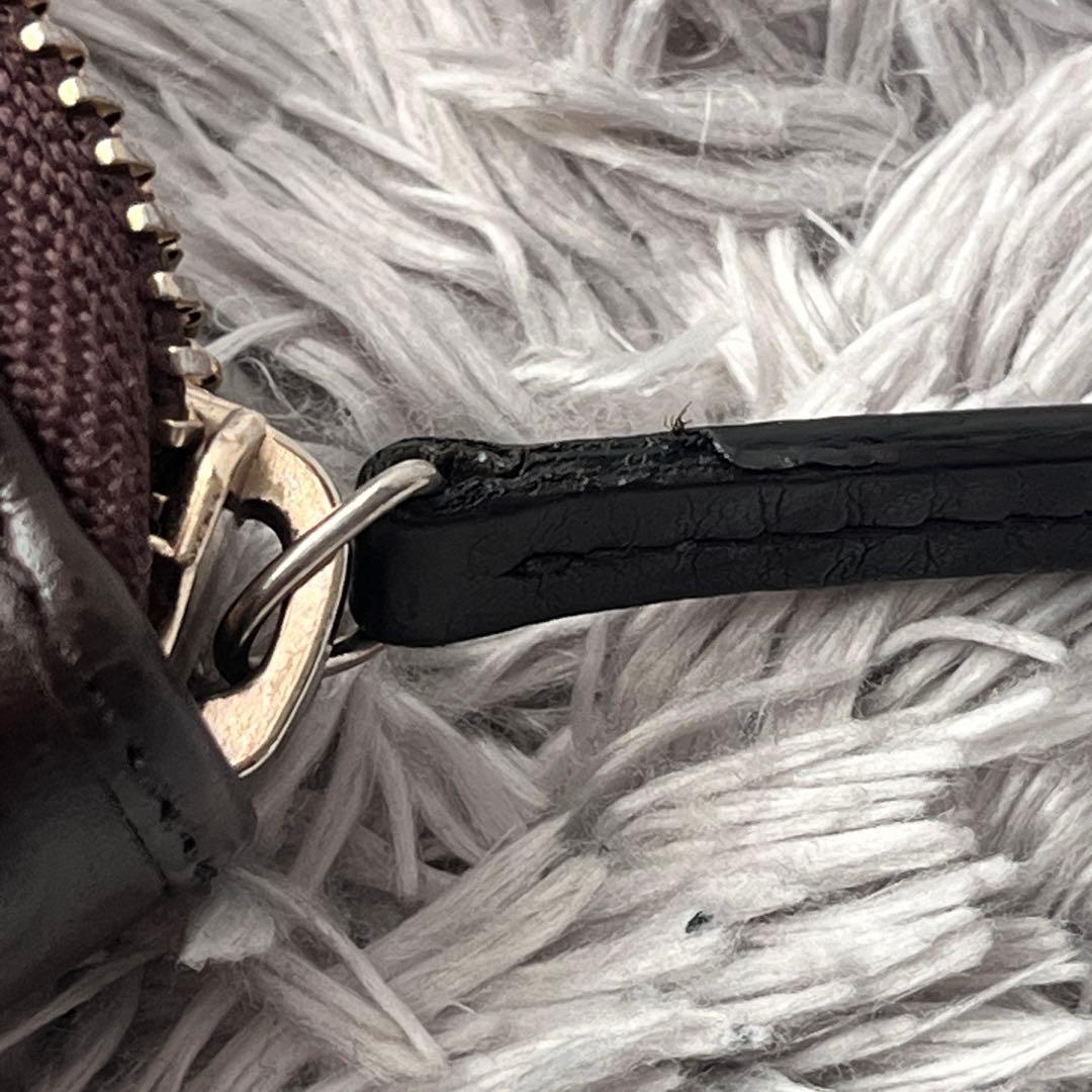 美品✨GUCCI ラウンドファスナー　シマ　リボン　ブラウン　長財布　レディース