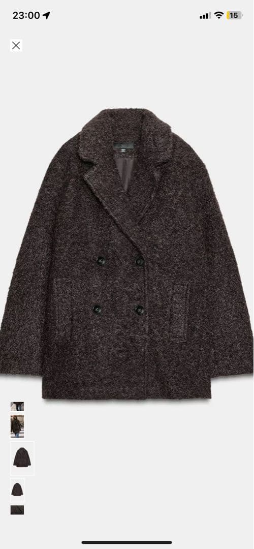 ZARA ブークレダブルプレストミディ丈コート