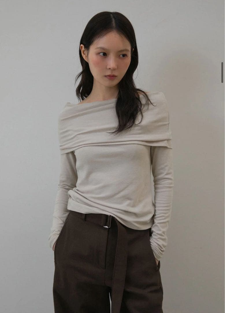 <ohtoro> Belted Curved Pantsブラウンベルト付き