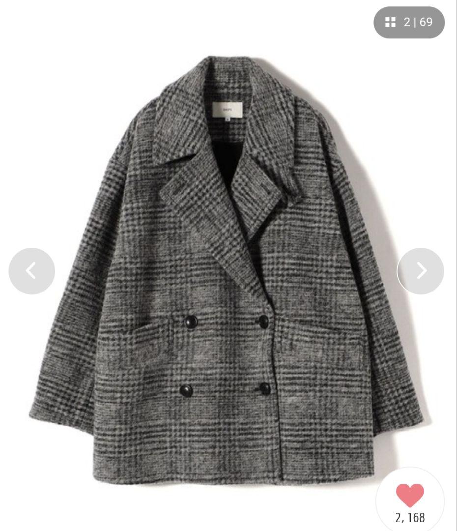 SHIPS スライバー チェック ショート Pコート