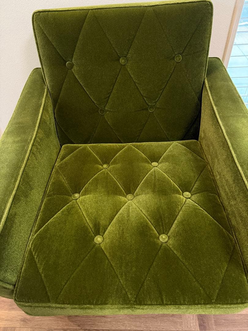 カリモク60 ロビーチェア ワンシーター モケットグリーン