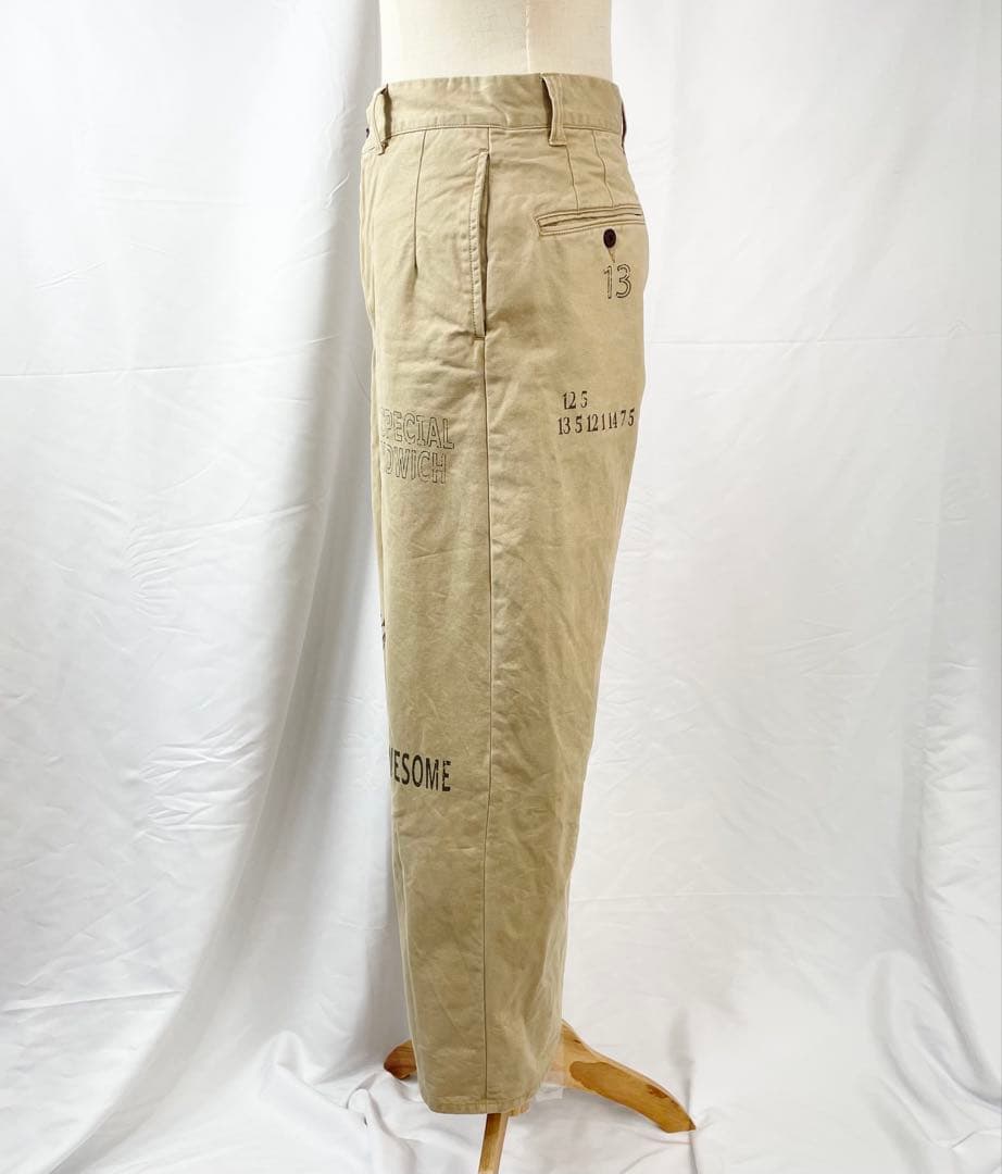 LeMelange　コットンツイルグラフィックパンツ　チノパン　ベージュ