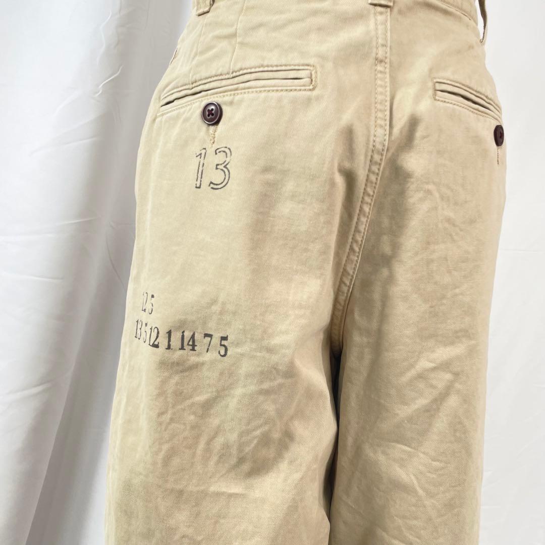 LeMelange　コットンツイルグラフィックパンツ　チノパン　ベージュ