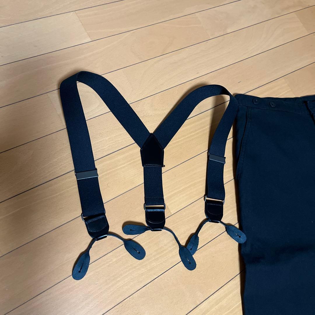 スピックアンドスパン サスペンダー付きワーカーパンツ　ブラック