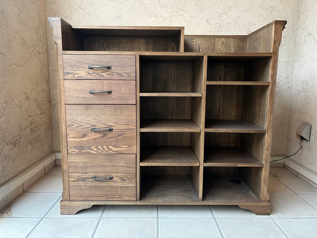 木製カウンターテーブル 引き出し付き