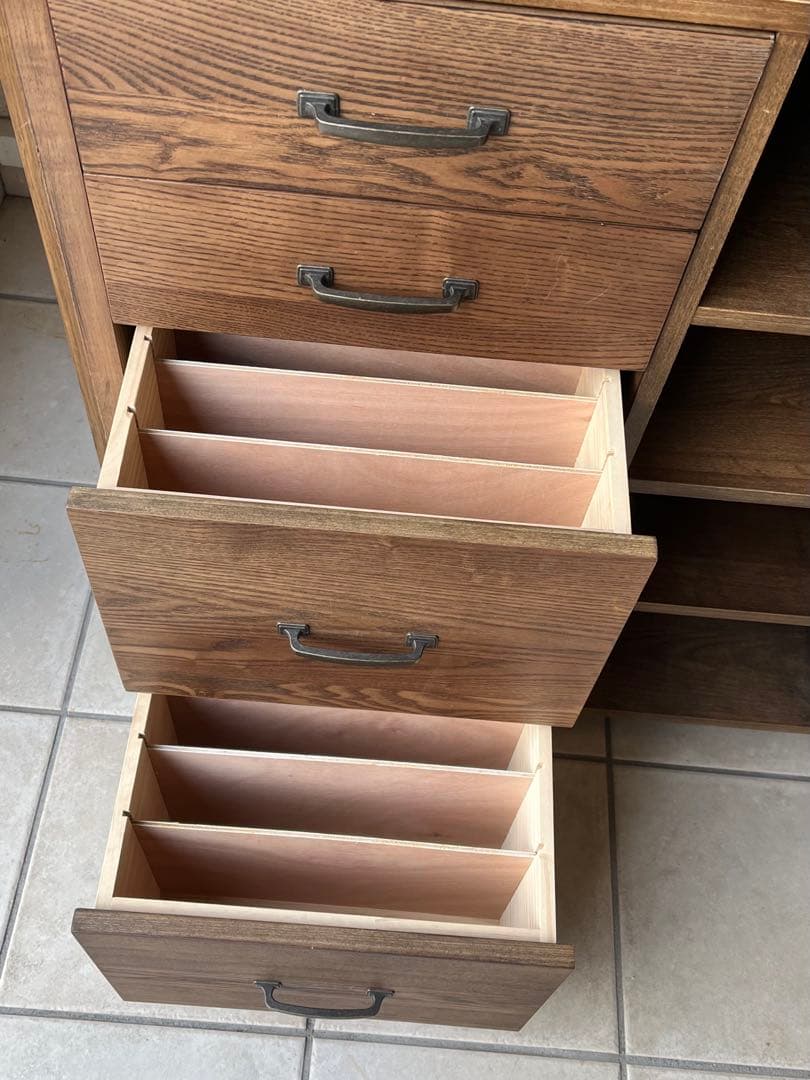 木製カウンターテーブル 引き出し付き