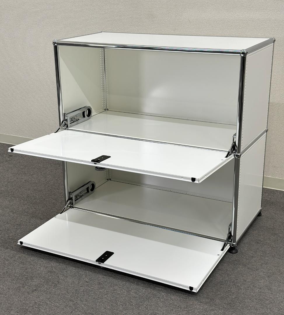 ■USMハラー■キャビネット　1列2段　白　鍵なし　オフィス　リビング　収納