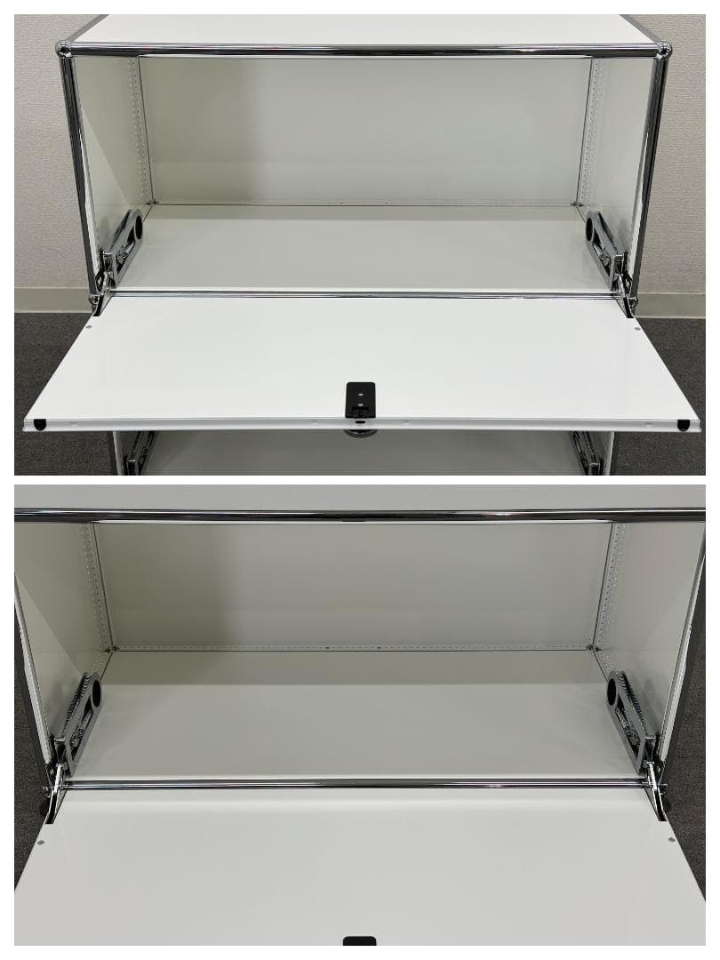 ■USMハラー■キャビネット　1列2段　白　鍵なし　オフィス　リビング　収納