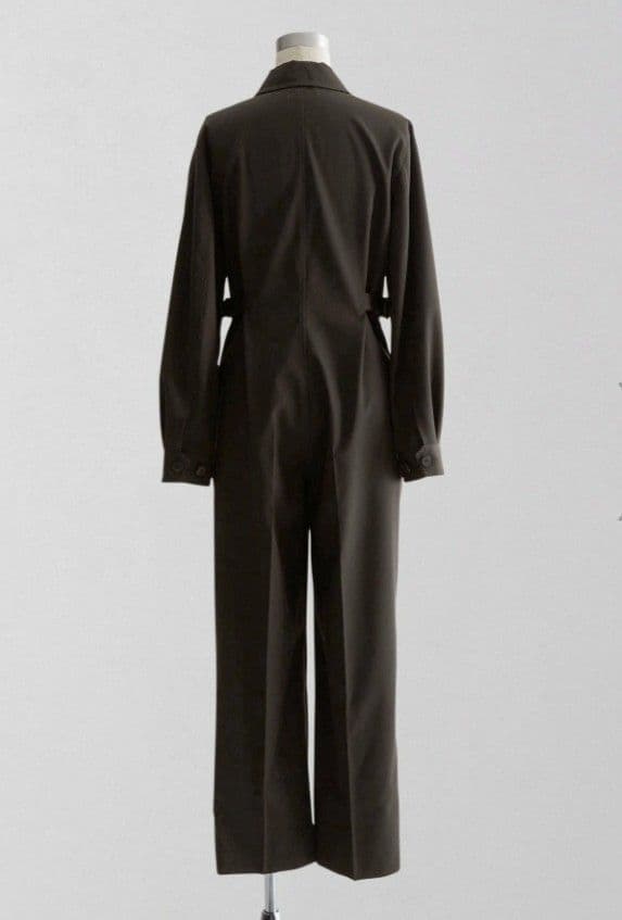 新品タグ付き☆ロエフ LOEFF ウールギャバオールインワン ダークブラウンM