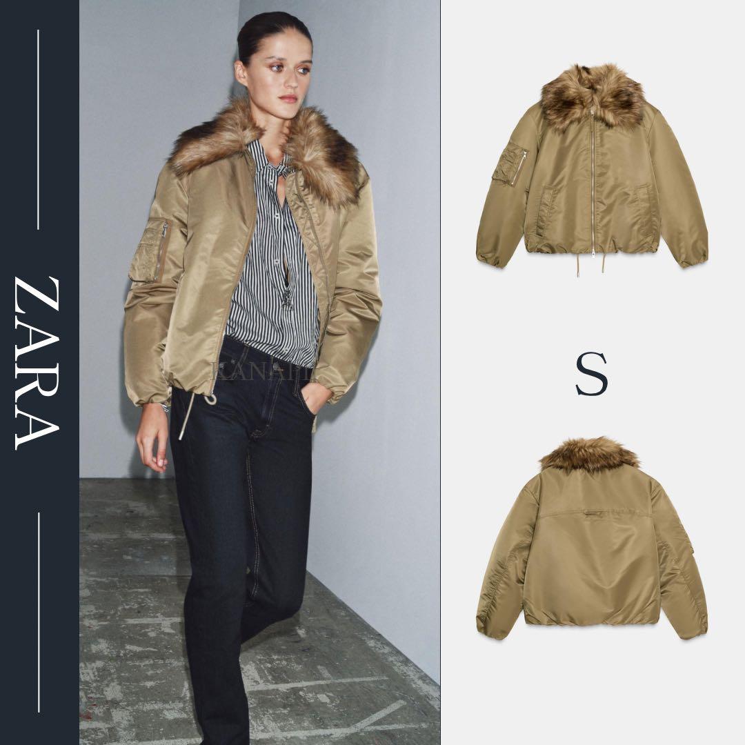 ZARA ZWコレクション フェイクファー襟ボンバージャケット S 新品