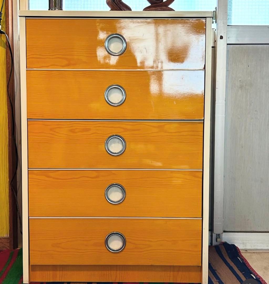 レトロモダン5段チェスト