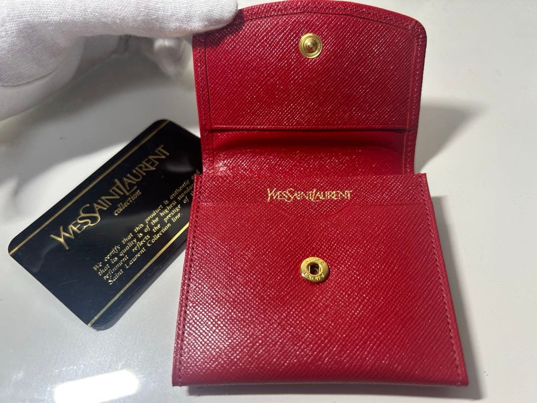 希少 イヴサンローラン 小銭入れ ケース ヴィンテージ 赤 新品未使用