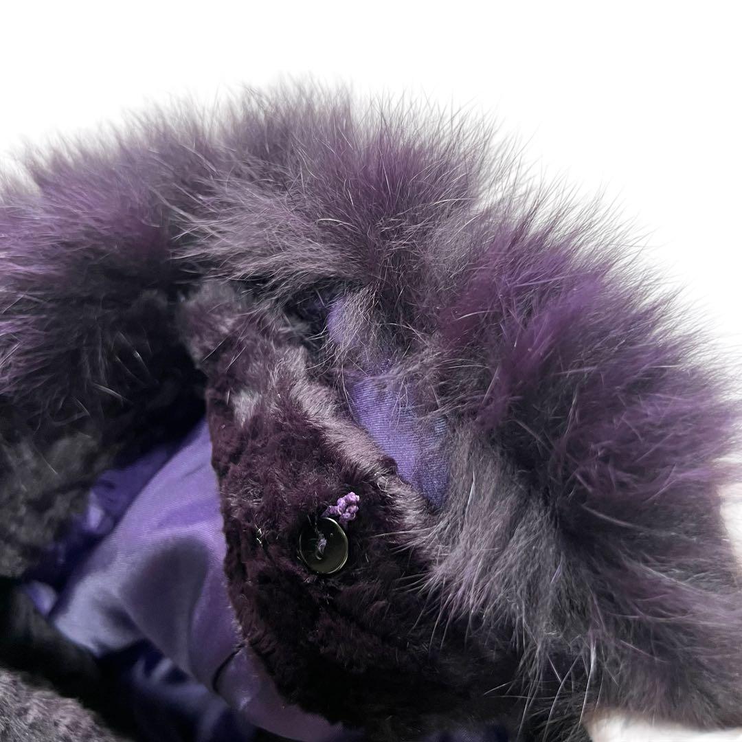 着丈87cm 希少デザイン シェアードミンク パープル ティアード フォックス