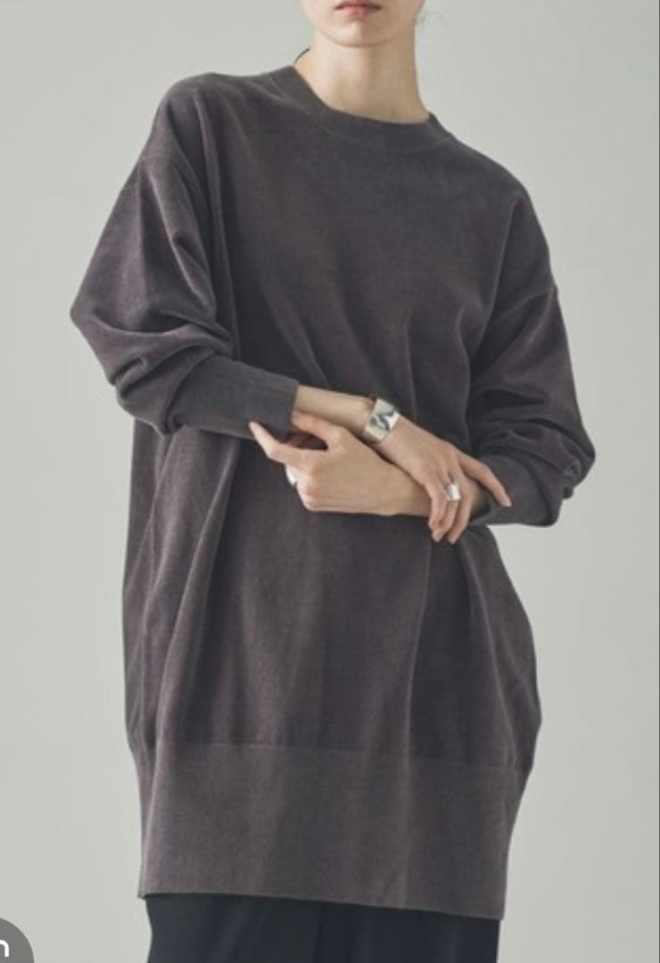 正規品　美品Curensologyニットベロアチュニック　グレー　ワンピース