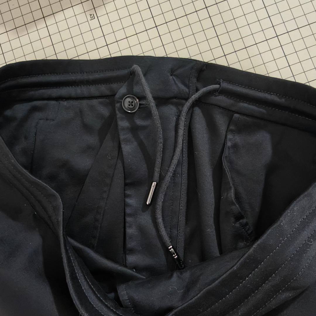 ⑳ ラルフローレンパープルレーベル 伊製 ラムレザー側章 トラックパンツ 黒