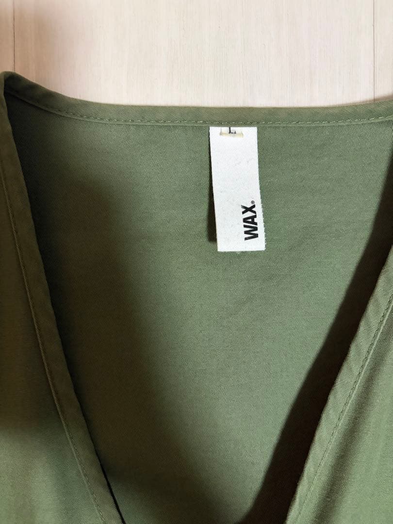 WAX THMノーカラージャケット Lサイズ オリーブ