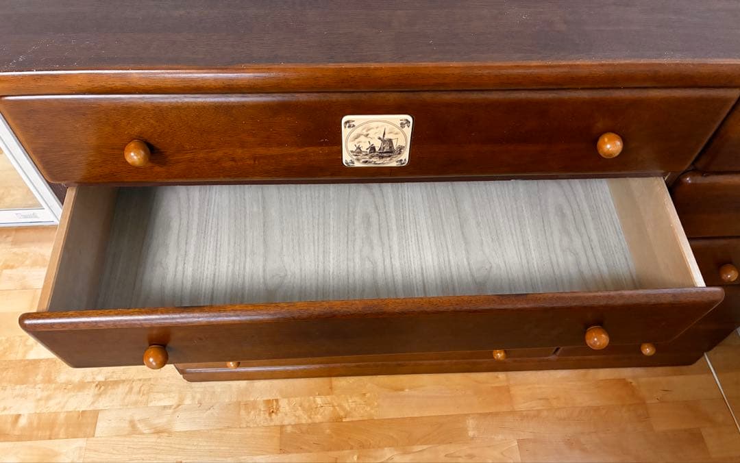 ダークブラウン木製チェスト 10引き出し