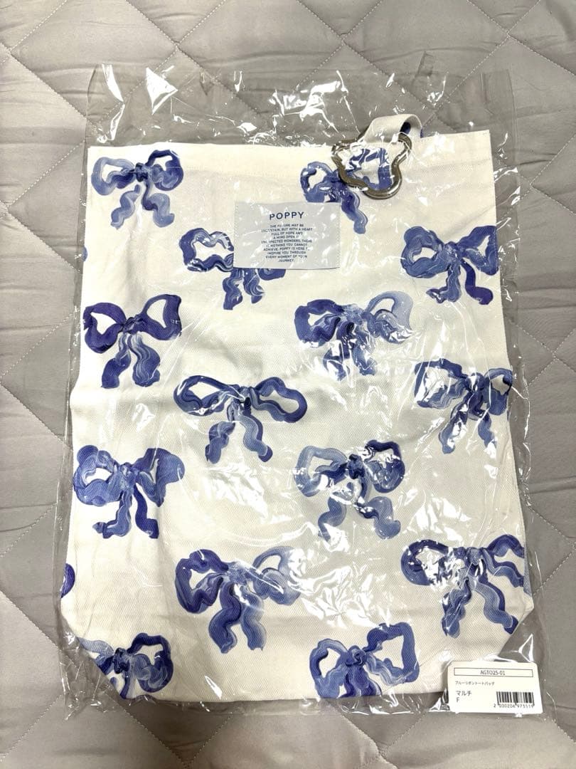 POPPY BLUE RIBBON TOTE BAG トートバッグ あさぎーにょ