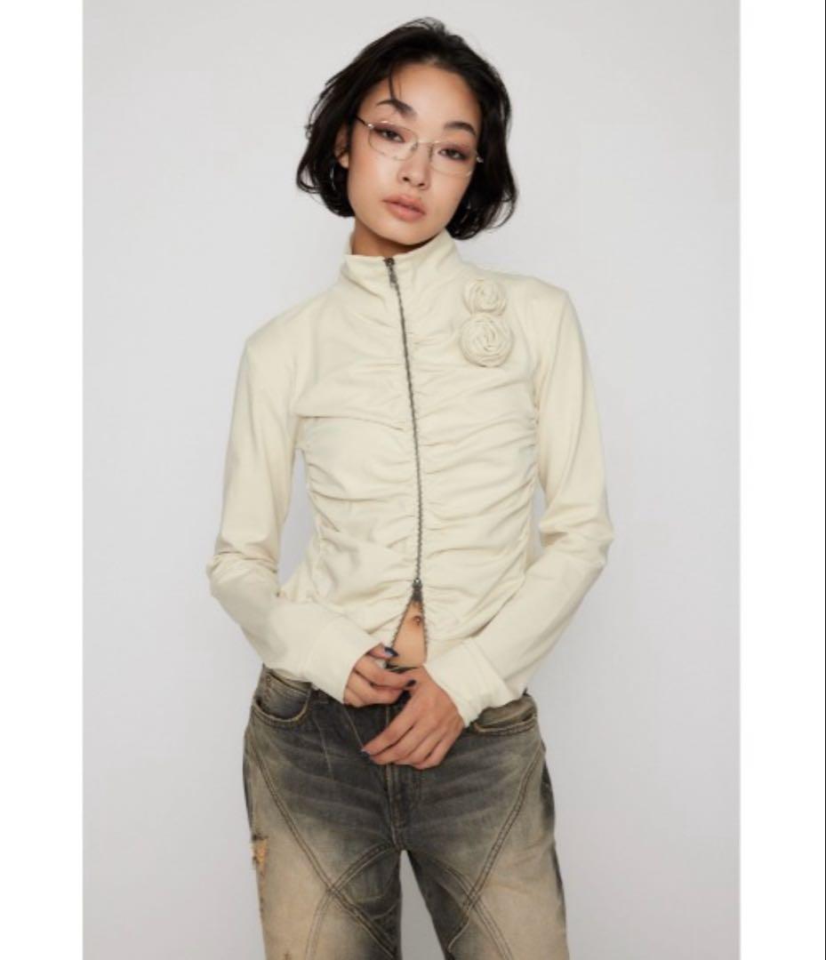 LAGUA GEM FRONT ZIP GATHER トップス