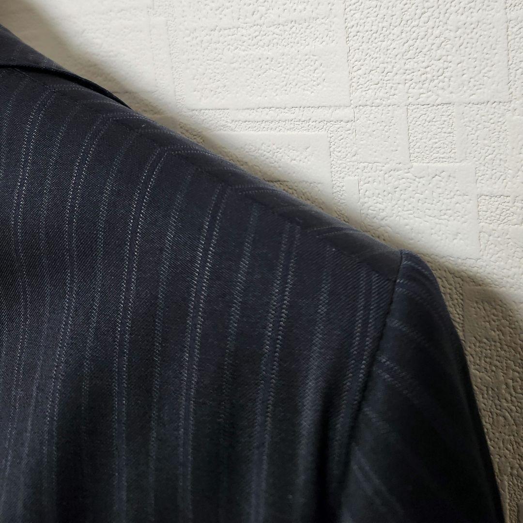 ゼニア　ミツミネ　メンズ　スーツ　濃紺　ストライプ　段返り3ボタン　A6