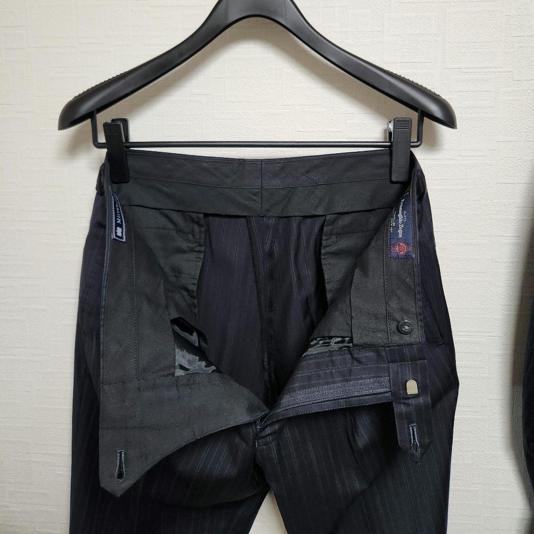 ゼニア　ミツミネ　メンズ　スーツ　濃紺　ストライプ　段返り3ボタン　A6