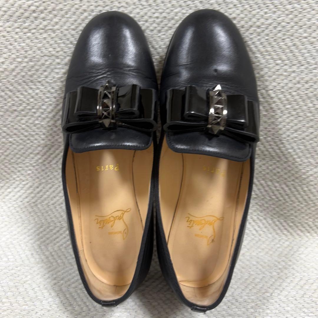 クリスチャンルブタン スパイク リボン オペラシューズ ローファー