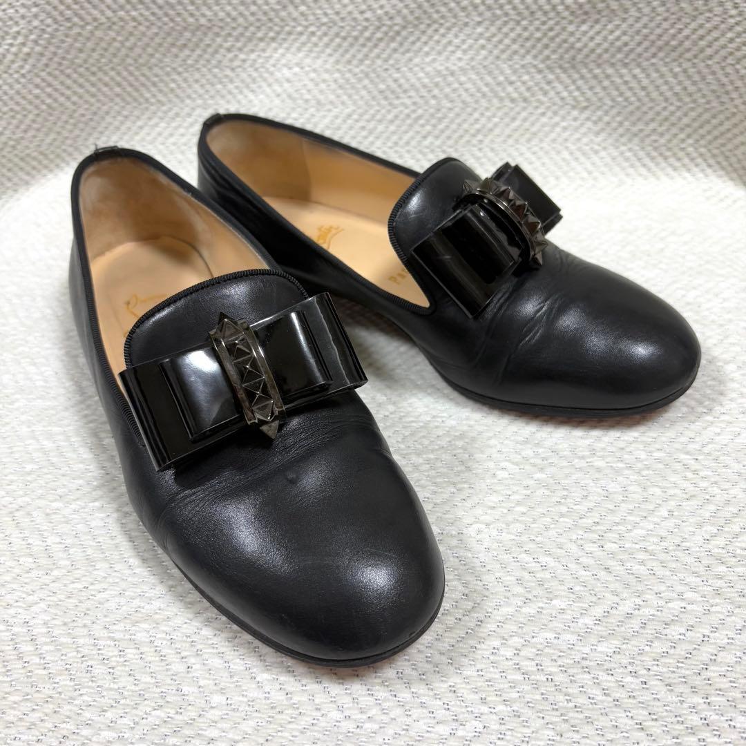 クリスチャンルブタン スパイク リボン オペラシューズ ローファー