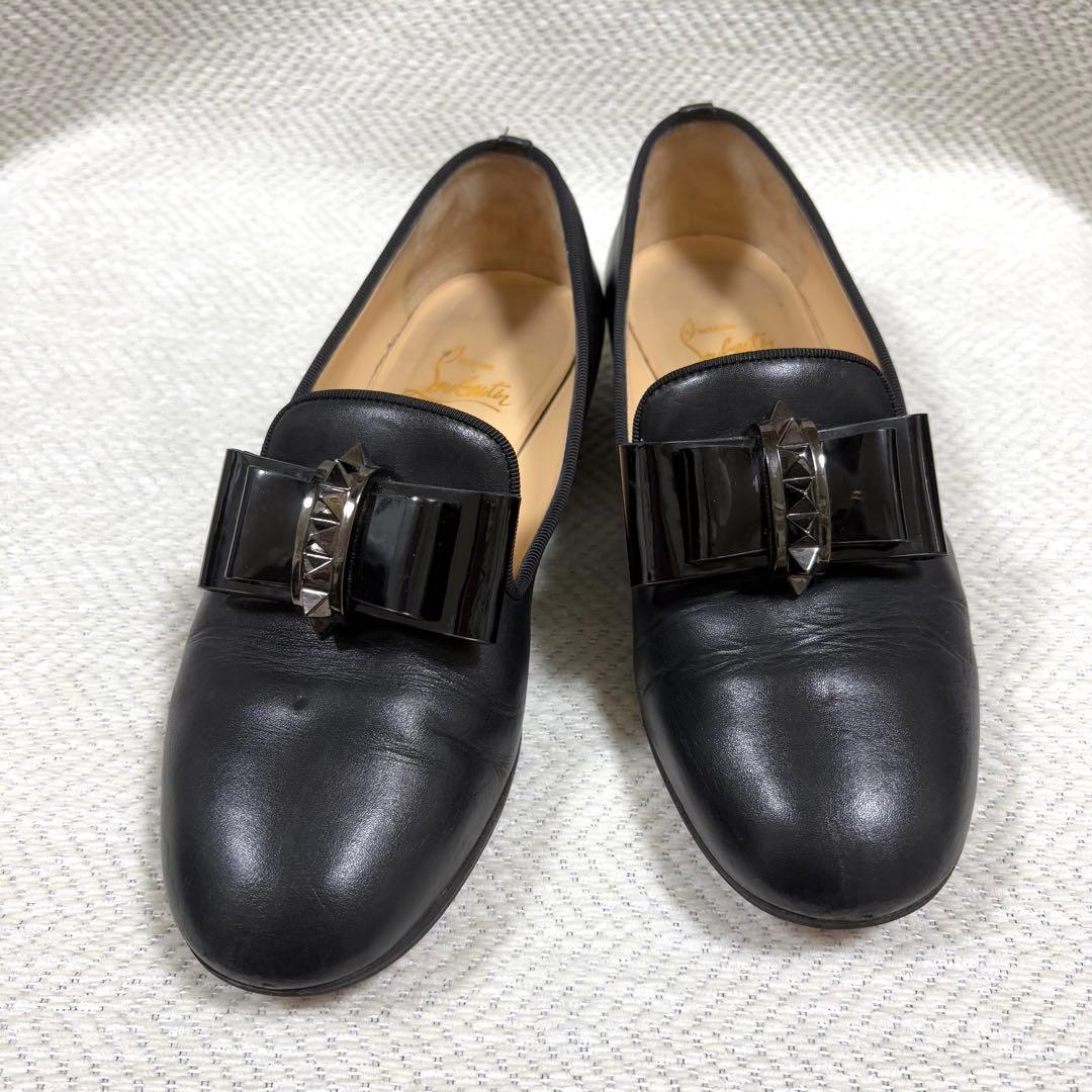 クリスチャンルブタン スパイク リボン オペラシューズ ローファー